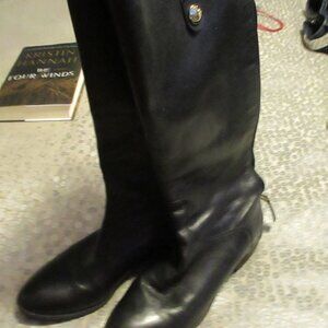 sam edelman blacki leather boots sz 6 M zip up back and gold accents